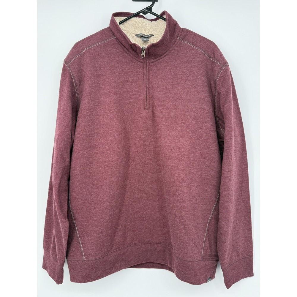 Eddie Bauer Sherpa Lined 1/4 Zip Men's Medium Burgandy Pullover Fleece NWT